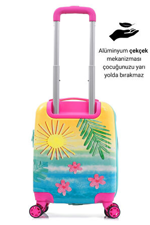 Gedox Kids Pembe Flamingo ve Güneş Desenli Kız Çocuk Valizi 153.03