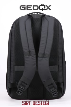 Gedox Siyah Su Geçirmez 25 Litre Geniş Hacimli Seyahat ve Laptop Sırt Çantası Valiz Tipi Gezi ve İş Çantası