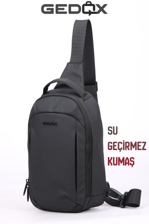 Gedox Siyah Su Geçirmez 3 Bölmeli Çapraz Sırt Çantası Tek Omuz Göğüs Çantası Bodybag GDX2102