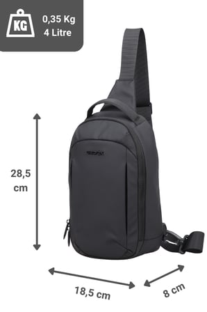 Gedox Siyah Su Geçirmez 3 Bölmeli Çapraz Sırt Çantası Tek Omuz Göğüs Çantası Bodybag GDX2102