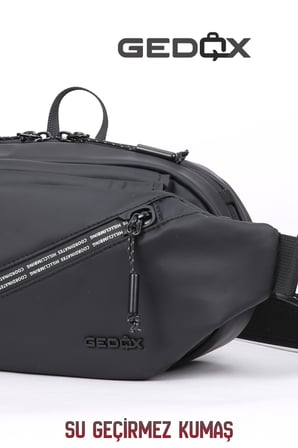 Gedox Siyah Su Geçirmez RFID Korumalı 3 Bölmeli Erkek Bel ve Çapraz Göğüs Çantası GDX2104