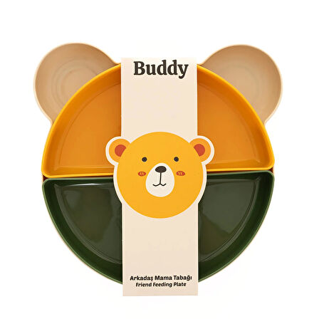 Tucklebery Buddy Mama Tabağı - 5 Parça Bej-Yeşil-Sarı