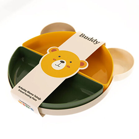 Tucklebery Buddy Mama Tabağı - 5 Parça Bej-Yeşil-Sarı