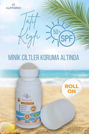 BONNY KİDS BABY SUN SCREEN CREAM 50SPF ROLL-ON  BEBEK ÇOCUK GÜNEŞ KREMİ 50 ml