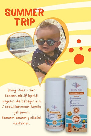 BONNY KİDS BABY SUN SCREEN CREAM 50SPF ROLL-ON  BEBEK ÇOCUK GÜNEŞ KREMİ 50 ml