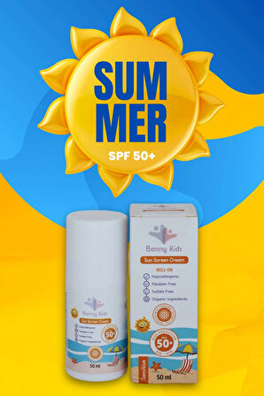 BONNY KİDS BABY SUN SCREEN CREAM 50SPF ROLL-ON  BEBEK ÇOCUK GÜNEŞ KREMİ 50 ml
