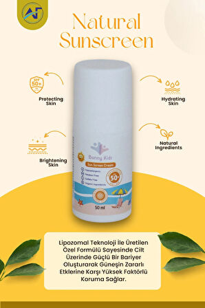 BONNY KİDS BABY SUN SCREEN CREAM 50SPF ROLL-ON  BEBEK ÇOCUK GÜNEŞ KREMİ 50 ml