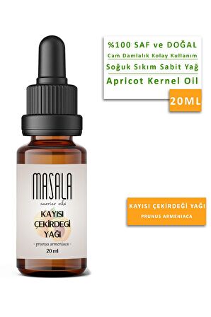 Masala Saf Kayısı Çekirdeği Yağı 20 ml. (Apricot Kernel Oil)  Soğuk Pres