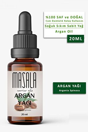 Masala Saf Argan Yağı 20 ml. Soğuk Pres (Argan Carrier Oil) 