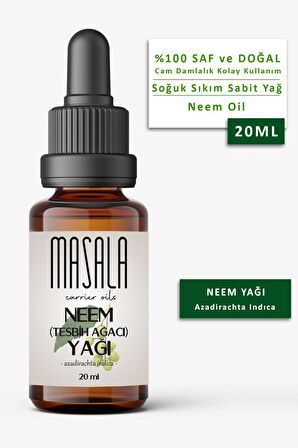 Masala Tesbih Ağacı Yağı 20 ml.  Soğuk Pres Neem Yağı (Neem Carrier Oil)