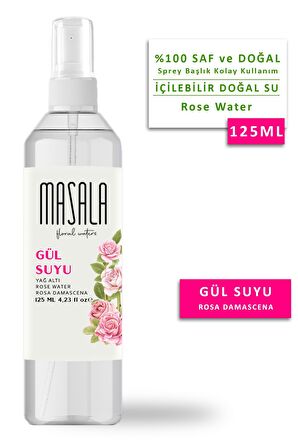 2 Adet Saf Gül Suyu 125 ml %100 Doğal Yağlı Hidrosol - Tonik Rose Floral Water Hydrosol Tonic