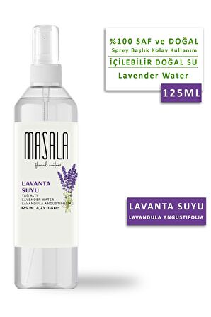 Masala Saf Lavanta Suyu 125 ml %100 Doğal Yağlı Hidrosol - Tonik Lavender Floral Water Hydrosol Tonic