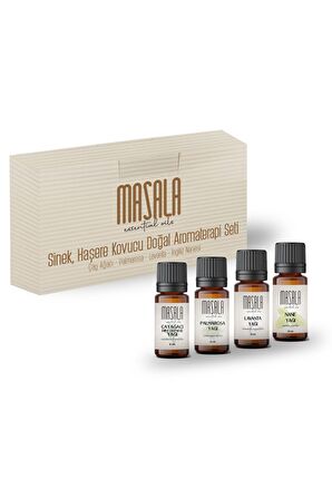 Sinek - Kene - Haşere Kovucu Aromaterapi Seti - Tick - Housefly Repellent Aromatherapy Kİt (Nane 10 ml -Lavanta 10 ml - Çay Ağacı 10 ml -Palmarosa 10 ml) 