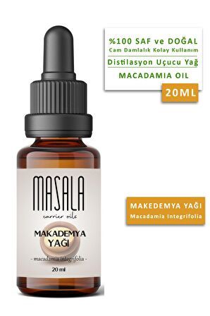 Masala Soğuk Pres Macadamia Yağı 20 ml. (Macadamia Carrier Oil)