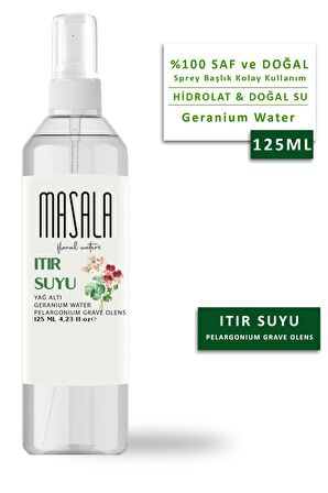 Masala Saf Itır Suyu (Sardunya) 125 ml %100 Doğal Yağlı Hidrosol - Tonik Geranium Floral Water Hydrosol Tonic