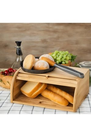 Bambu Kapaklı Ekmeklik Ekmek Dolabı Kutusu