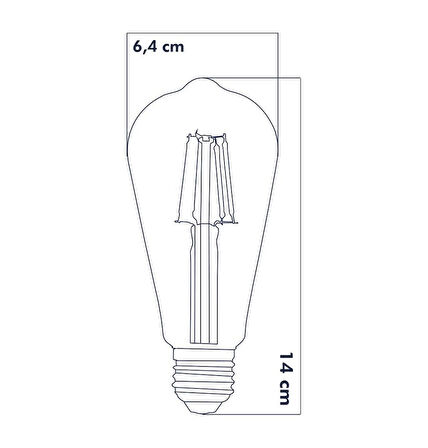 Heka Rustik Led Ampul E27 ST64 6W 6500K Beyaz Işık ERD-209