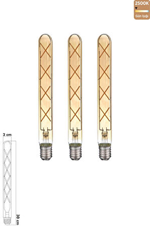 Rustik LED Çubuk Ampul E27 8W 2500K Gün Işığı 3'lü ERD-38