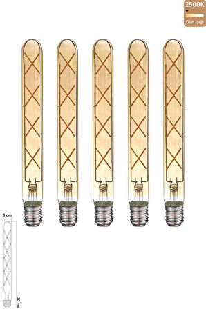 Rustik LED Çubuk Ampul E27 8W 2500K Gün Işığı 5'li ERD-38