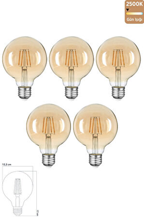 Rustik LED Ampul E27 6W 2500K Gün Işığı 5'li ERD-39