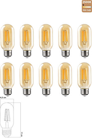 Rustik LED Ampul 6W 2500K E27 Gün Işığı 10'lu ERD-45