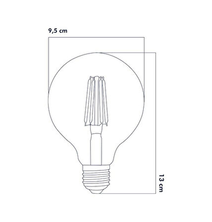 Heka Rustik Led Ampul E27 G95 8W 2500K Gün Işığı ERD-86