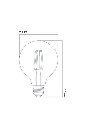 Rustik LED Ampul E27 G95 8W 2500K Gün Işığı 3'lü ERD-86