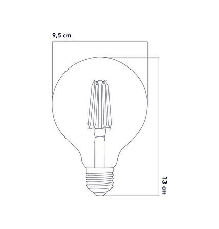 Heka Rustik Led Ampul E27 G95 6W 2700K Gün Işığı ERD-88