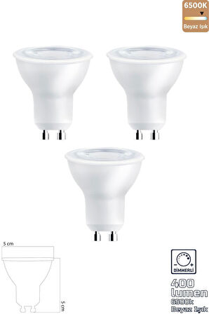 GU10 220V 6W 6500K COB LED Ampul 3'lü ERD-286