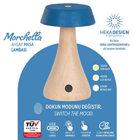 MORCHELLA ŞARJLI MAVİ MANTAR MASA LAMBASI