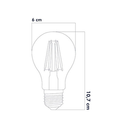 A60 Şeffaf 12W 3000K E27 Günışığı Led Ampul Erd-304 