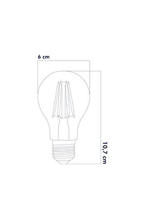 A60 Şeffaf 12W 3000K E27 Günışığı LED Dimmerli Ampul 5'li Erd-304