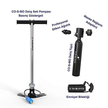 Cosmo Technology Taşınabilir Dalış Seti – Doldurulabilir Mini Tüp ve Şnorkel Maskesi
