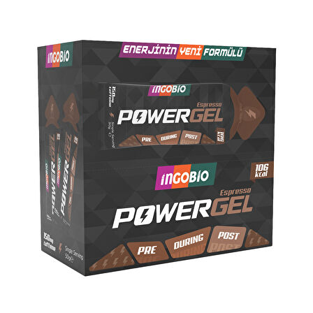 Ingobio PowerGEL Espresso + 150mg Caffeine Elektrolit İçeren Espresso Aromalı Kafeinli Enerji Jeli - 15 Adet