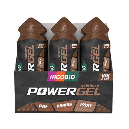 Ingobio PowerGEL Espresso + 150mg Caffeine Elektrolit İçeren Espresso Aromalı Kafeinli Enerji Jeli - 15 Adet