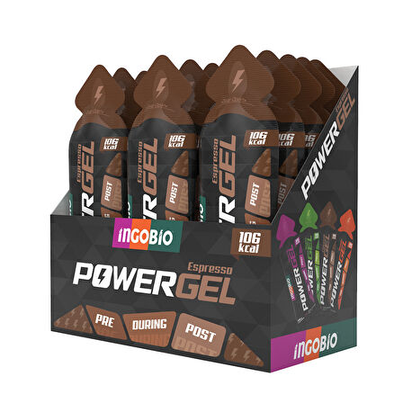 Ingobio PowerGEL Espresso + 150mg Caffeine Elektrolit İçeren Espresso Aromalı Kafeinli Enerji Jeli - 15 Adet