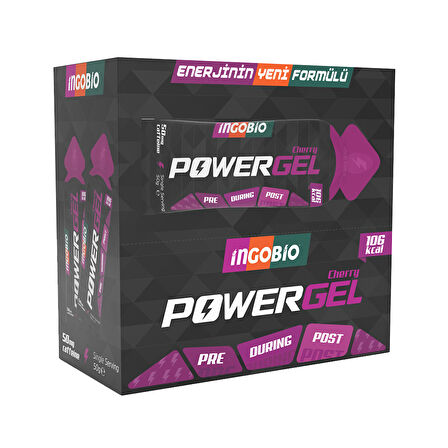 Ingobio PowerGEL Cherry + 50mg Caffeine Elektrolit İçeren Vişne Aromalı Kafeinli Enerji Jeli – 15 Adet