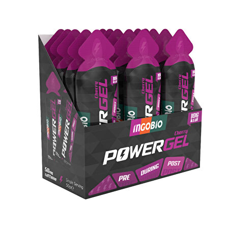 Ingobio PowerGEL Cherry + 50mg Caffeine Elektrolit İçeren Vişne Aromalı Kafeinli Enerji Jeli – 15 Adet