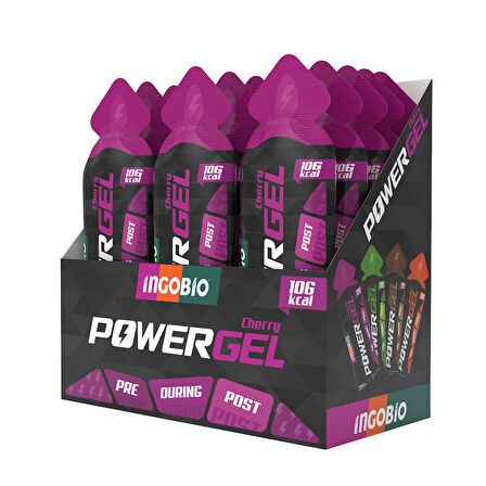 Ingobio PowerGEL Cherry + 50mg Caffeine Elektrolit İçeren Vişne Aromalı Kafeinli Enerji Jeli – 15 Adet