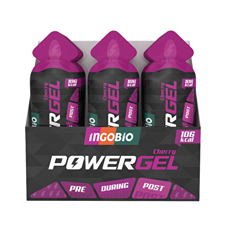 Ingobio PowerGEL Cherry + 50mg Caffeine Elektrolit İçeren Vişne Aromalı Kafeinli Enerji Jeli – 15 Adet