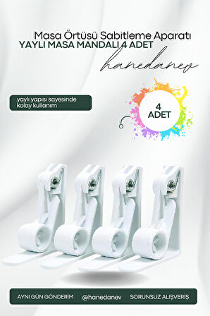 4 Adet Yaylı Masa Örtüsü Mandalı Yaylı Masa Mandalı