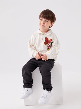 LCW baby Antrasit Beli Lastikli Basic Erkek Bebek Jean Pantolon