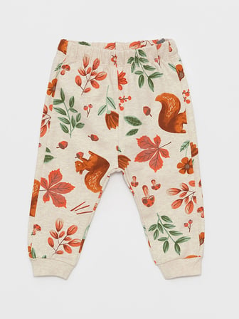 LCW baby Karışık Bisiklet Yaka Uzun Kollu Desenli Kız Bebek Sweatshirt ve Pantolon 2'li Takım