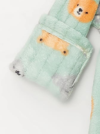 LCW baby Yeşil Bisiklet Yaka Uzun Kollu Desenli Erkek Bebek Pijama Takımı