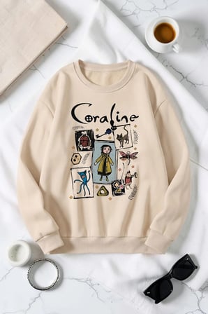 Unisex Carolıne Baskılı Bisiklet Yaka Sweatshirt