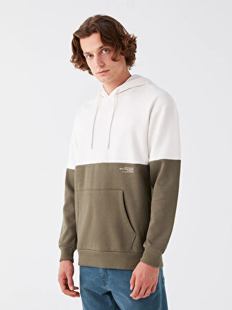 XSIDE Gri Uzun Kollu Renk Bloklu Erkek Kalın Hoodie