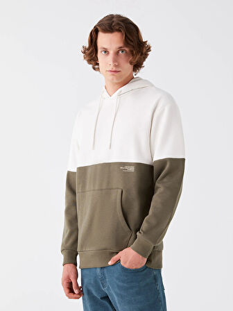 XSIDE Gri Uzun Kollu Renk Bloklu Erkek Kalın Hoodie