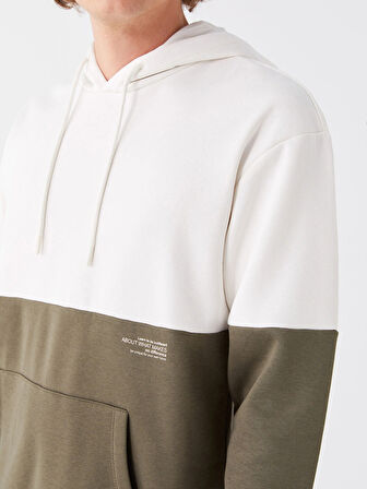 XSIDE Gri Uzun Kollu Renk Bloklu Erkek Kalın Hoodie