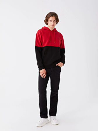 XSIDE Kırmızı Uzun Kollu Renk Bloklu Erkek Kalın Hoodie