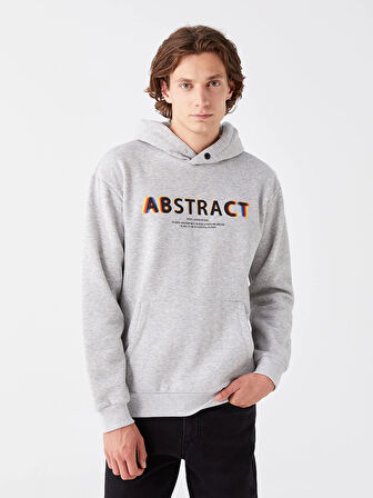 LCW Casual GRİ Uzun Kollu Baskılı Erkek Kalın Hoodie